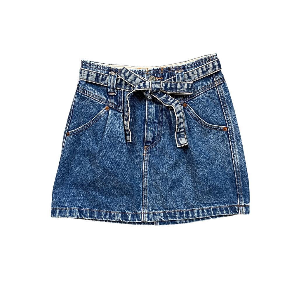 Abercrombie & Fitch Skirt Women 25/0 Denim Natural Rise Belted Paperbag Waist